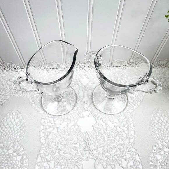 Vintage Imperial Glass Candlewick Creamer & Sugar Bowl Set Footed Handles - Picture 5 of 7
